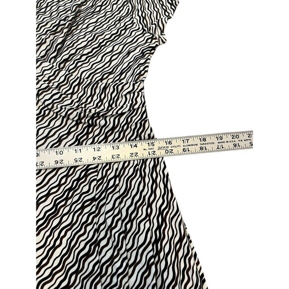 Ann Taylor Sheath Dress Faux Wrap Women's Size 8 Black Brown Pattern Geometric - Picture 8 of 9